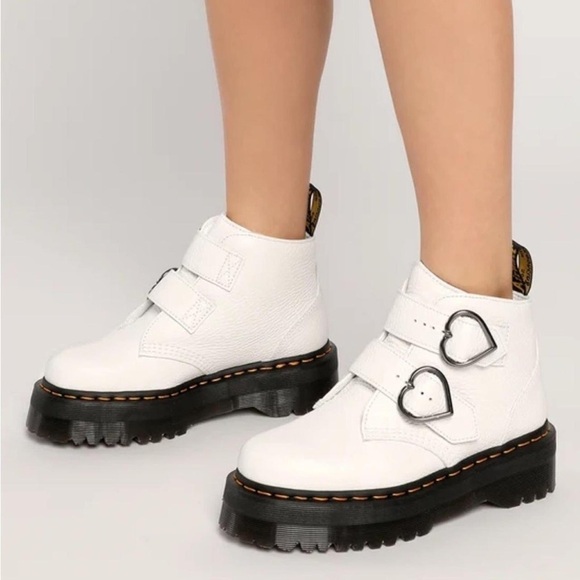 Dr. Martens White Ankle Boots with Black Soles - Picture 4 of 7